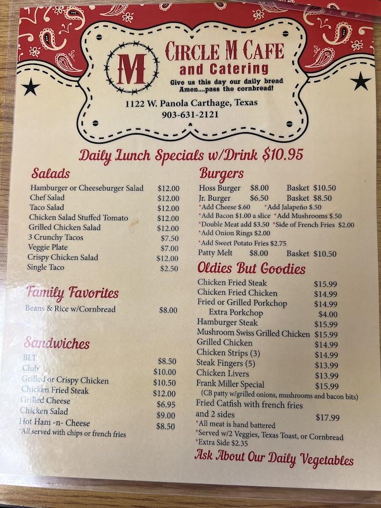 Circle M Cafe Menu image 1